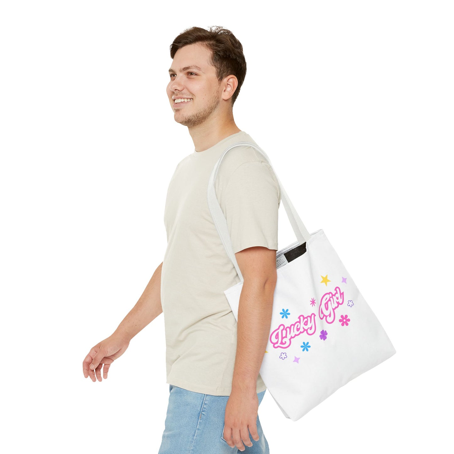 LUCKY GIRL WHITE TOTE